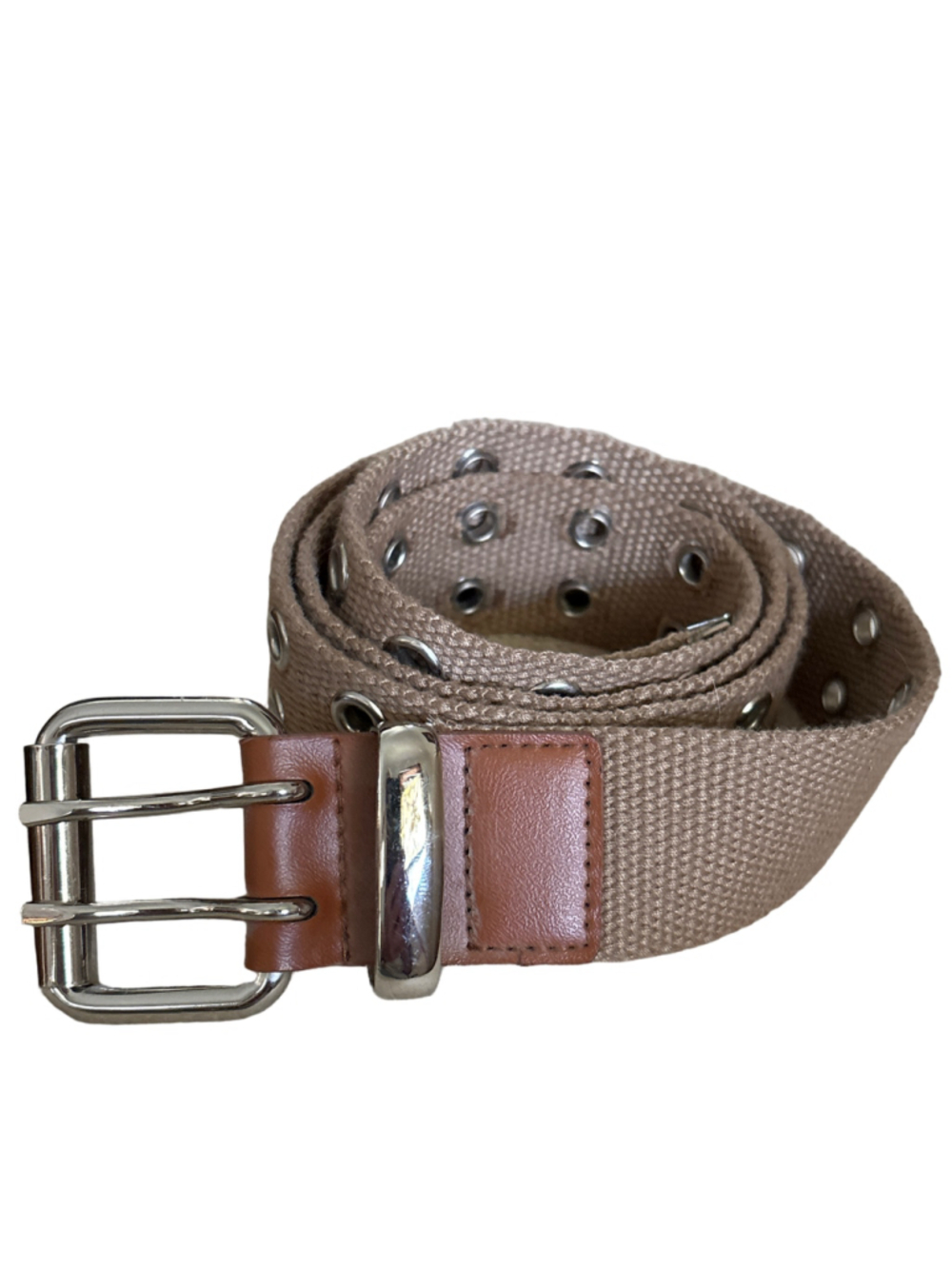 Men's Unbranded Cotton Webbing Belt, One Size, Beige and Brown